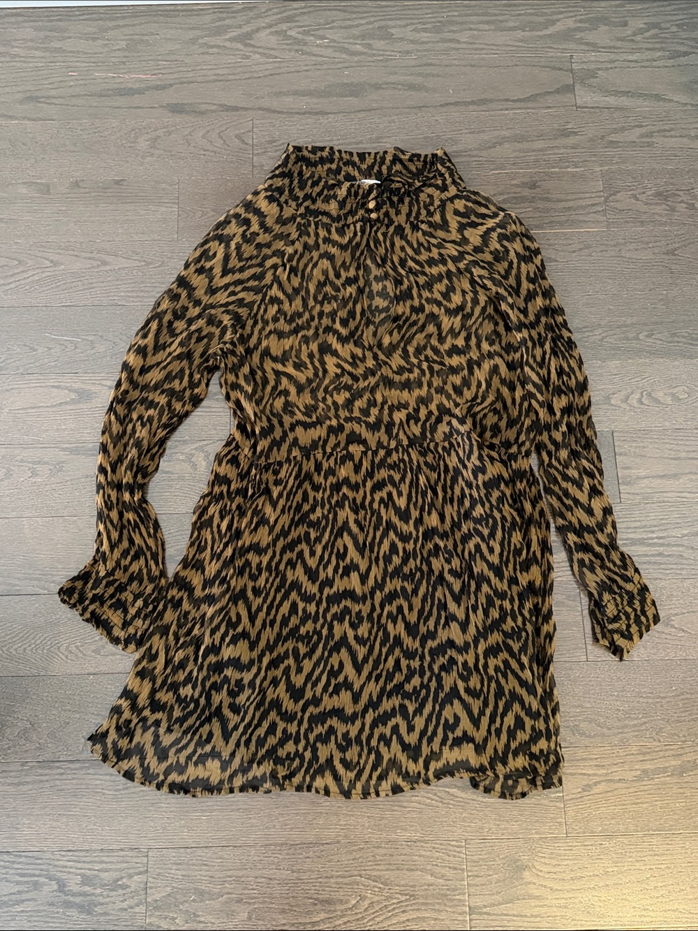 Ganni leopard chiffon tunic dress Medium